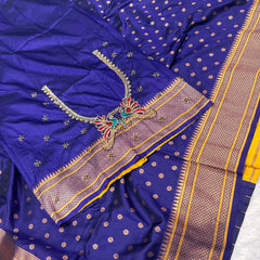 Kalanji Paithani With Beautiful Peacock Aari Work Blouse