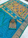 Trending Munga Work Dual Tone Blue Paithani