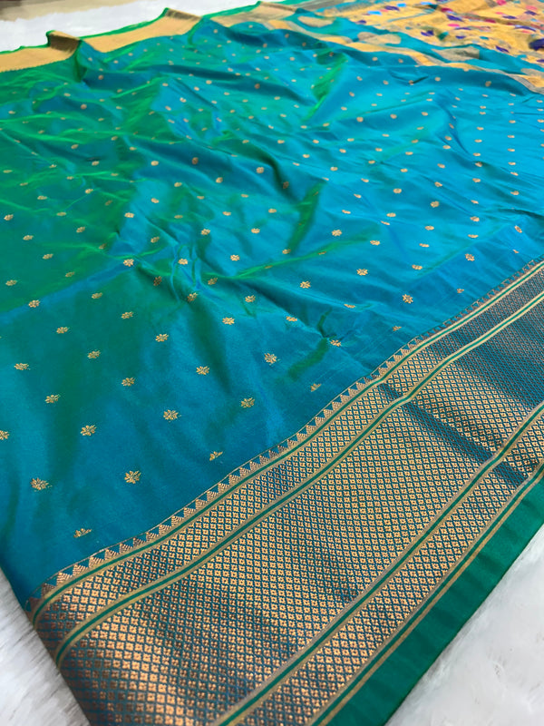 Trending Munga Work Dual Tone Blue Paithani