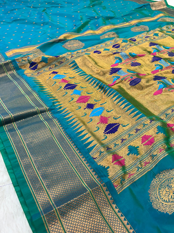Trending Munga Work Dual Tone Blue Paithani