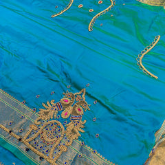 Trending Munga Work Dual Tone Blue Paithani