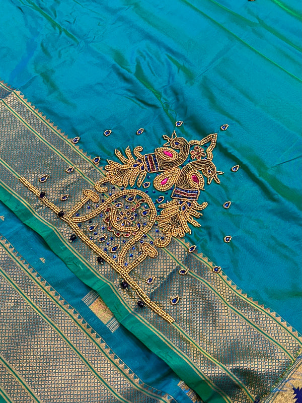 Trending Munga Work Dual Tone Blue Paithani