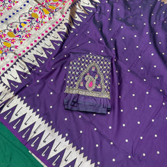 Purple Colour Muniya Paithani With Work Blouse