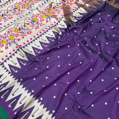 Purple Colour Muniya Paithani With Work Blouse