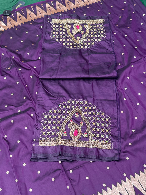 Purple Colour Muniya Paithani With Work Blouse