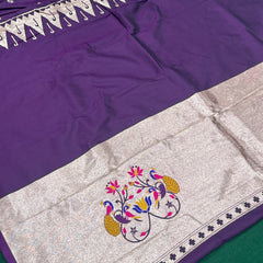 Purple Colour Muniya Paithani With Work Blouse