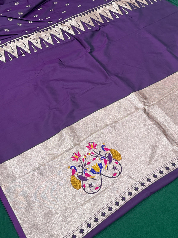 Purple Colour Muniya Paithani With Work Blouse