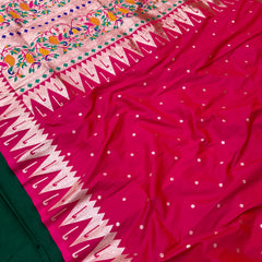 Hot Pink Colour Muniya Paithani With Work Blouse
