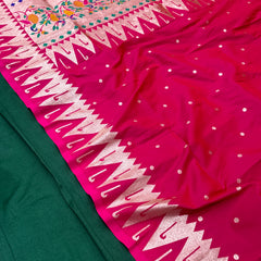 Hot Pink Colour Muniya Paithani With Work Blouse