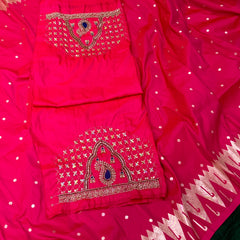 Hot Pink Colour Muniya Paithani With Work Blouse