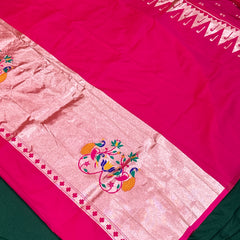 Hot Pink Colour Muniya Paithani With Work Blouse