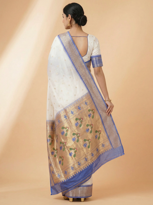 White Special Urmi Paithani