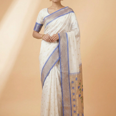 White Special Urmi Paithani