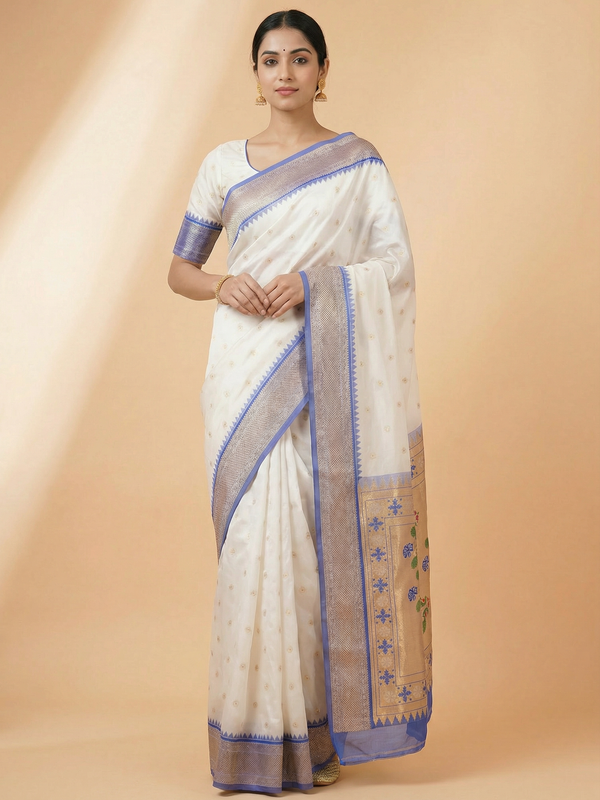 White Special Urmi Paithani