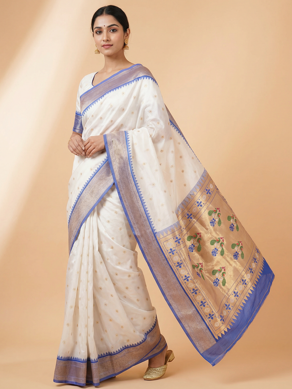 White Special Urmi Paithani