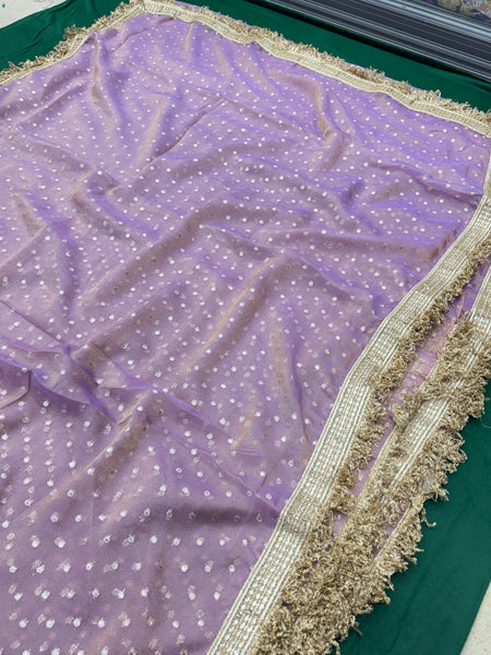 Janhvi Kapoor Inspired Tissue Saree In Purple Colour With Trending Border