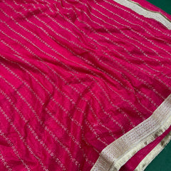 Designer Tissue Saree With Allover Work In Red Colour With Trending Border