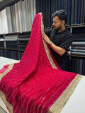 Designer Tissue Saree With Allover Work In Red Colour With Trending Border