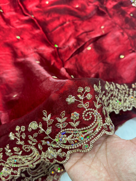 Statement Designer Maroon Saree With Heavy Work Ready Blouse