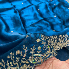 Statement Designer Navy Blue Saree With Heavy Work Ready Blouse