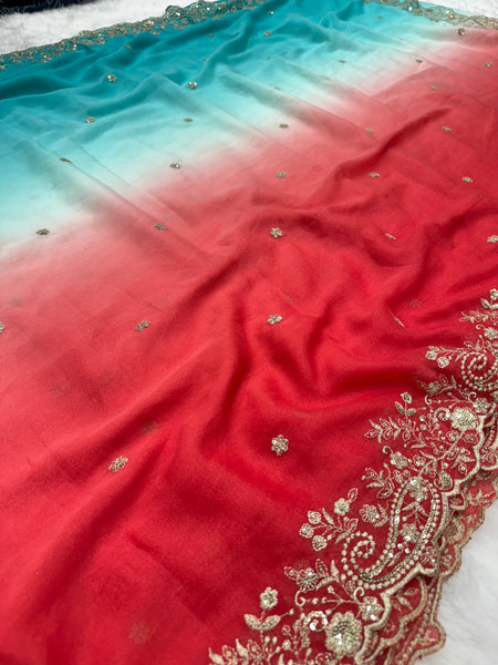 Viral Shaded Readymade Blouse Saree