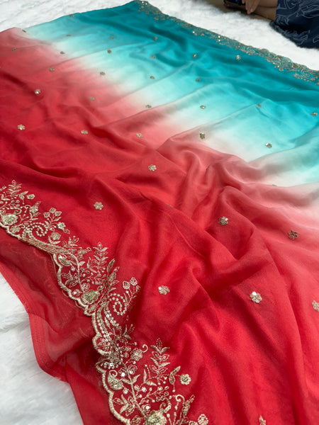 Viral Shaded Readymade Blouse Saree