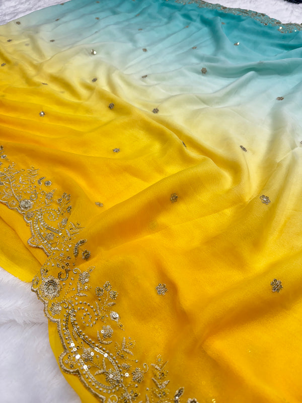 Viral Shaded Readymade Blouse Saree