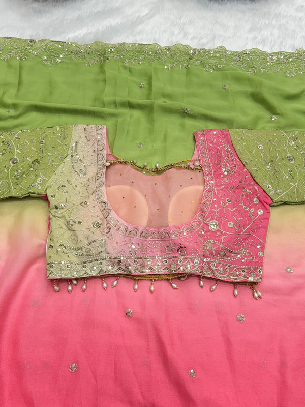 Viral Shaded Readymade Blouse Saree