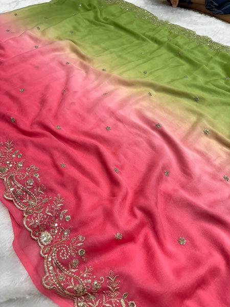 Viral Shaded Readymade Blouse Saree