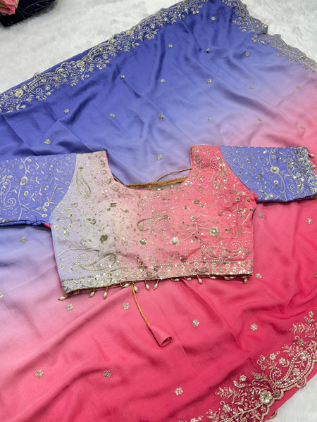 Viral Shaded Readymade Blouse Saree
