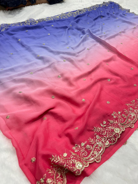 Viral Shaded Readymade Blouse Saree