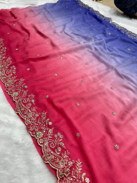 Viral Shaded Readymade Blouse Saree