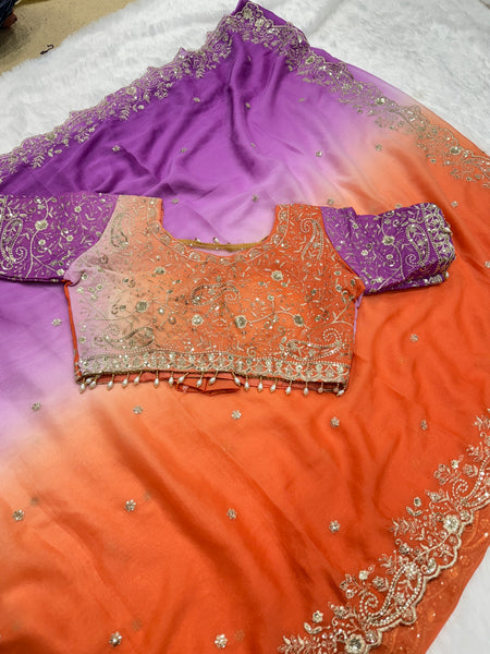 Viral Shaded Readymade Blouse Saree