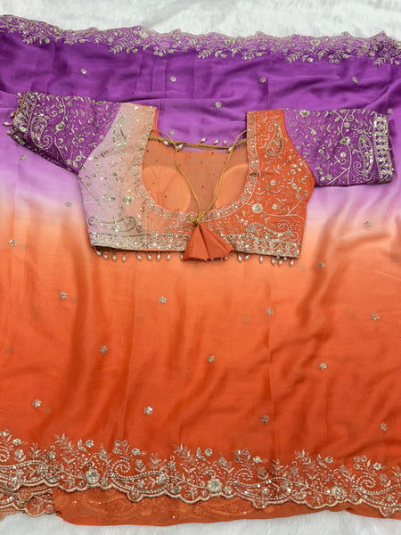 Viral Shaded Readymade Blouse Saree