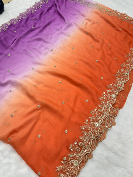 Viral Shaded Readymade Blouse Saree