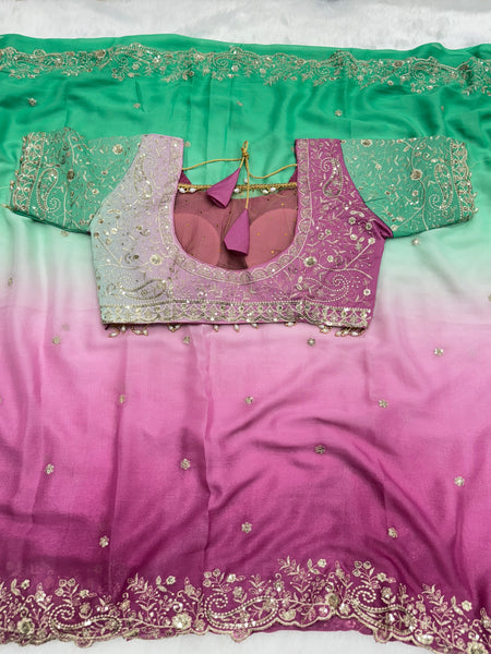 Viral Shaded Readymade Blouse Saree