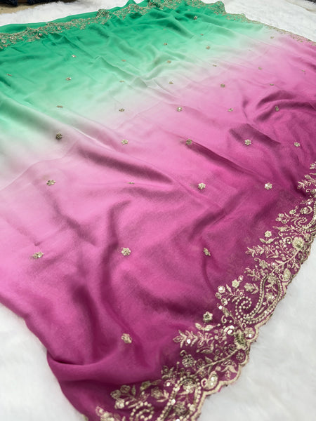 Viral Shaded Readymade Blouse Saree