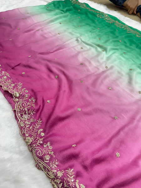 Viral Shaded Readymade Blouse Saree