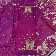 Butterfly Aari Work Blouse Paithani In 2 Tone Maroon Colour