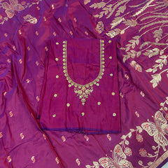 Butterfly Aari Work Blouse Paithani In 2 Tone Maroon Colour