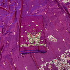 Butterfly Aari Work Blouse Paithani In 2 Tone Maroon Colour