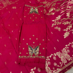 Butterfly Aari Work Blouse Paithani In 2 Tone Pink Colour