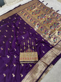 Jhumka Aari Work Blouse Paithani In 2 Tone Purple Colour