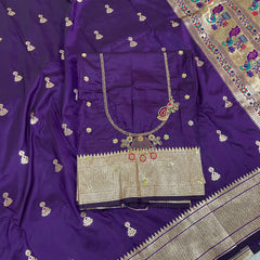 Jhumka Aari Work Blouse Paithani In 2 Tone Purple Colour