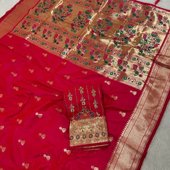 Jhumka Aari Work Blouse Paithani In 2 Tone Pink Colour