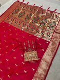 Jhumka Aari Work Blouse Paithani In 2 Tone Pink Colour