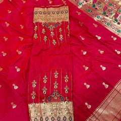 Jhumka Aari Work Blouse Paithani In 2 Tone Pink Colour