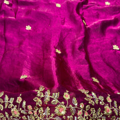 Readymade Blouse Wine Colour Saree With Contrast Blouse