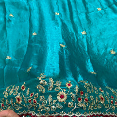 Readymade Blouse Morpankhi Colour Saree With Contrast Blouse