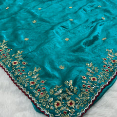 Readymade Blouse Morpankhi Colour Saree With Contrast Blouse
